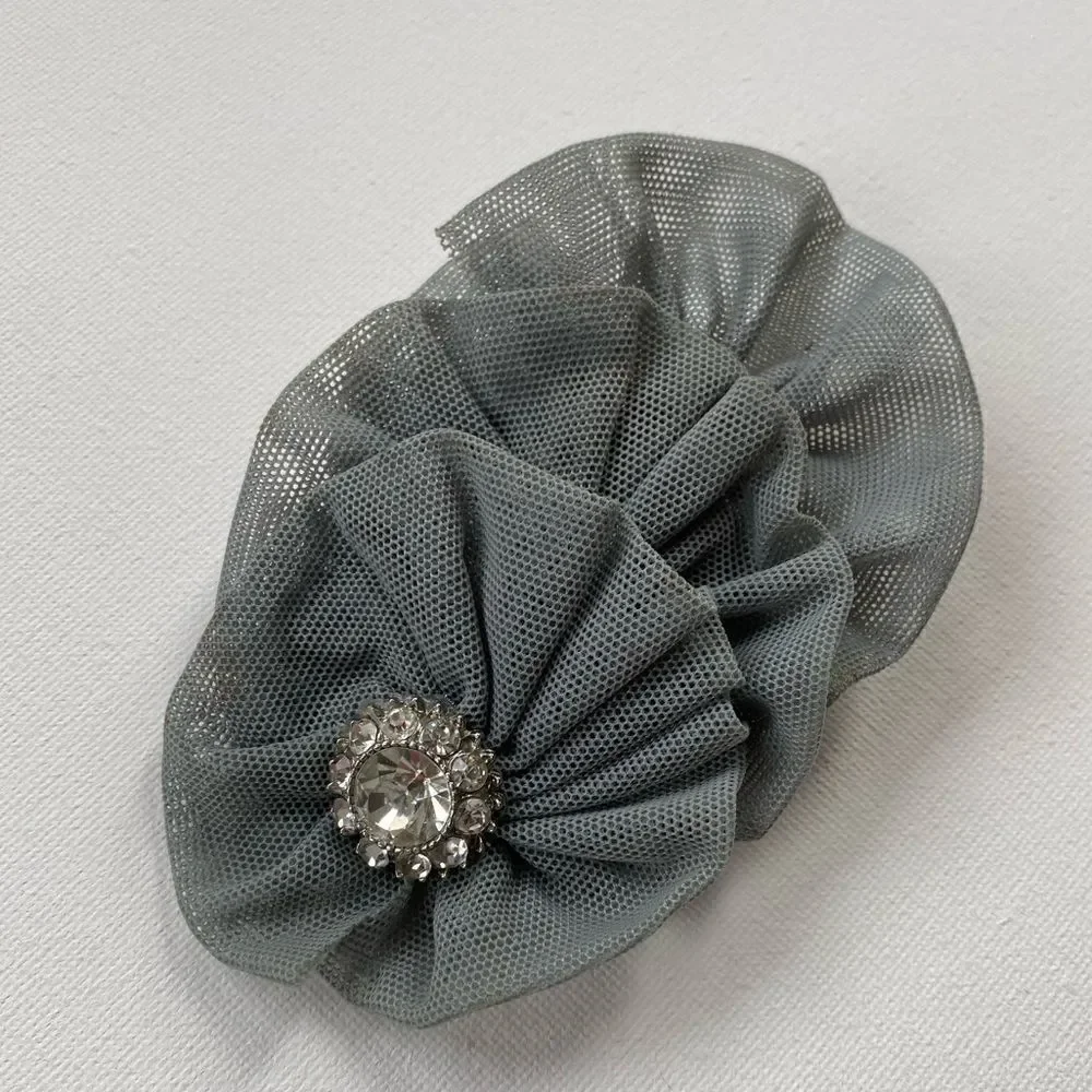 One of a Kind 1950’s Handmade Vintage Pleated Tiered Ruffle Crystal Hair Piece